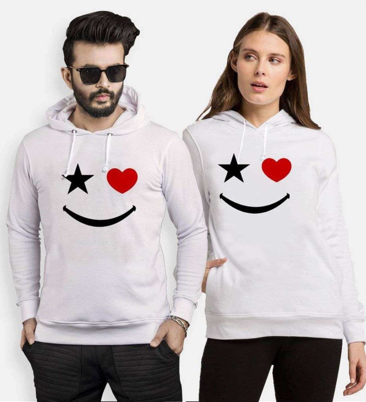 Tshirthane Yıldız Kalp Gülücük  Sevgili Kombinleri Kapüşonlu Kombini