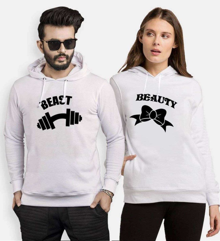 Tshirthane Beast Beauty Dumbell Kurdele  Sevgili Kombinleri Kapüşonlu Kombini