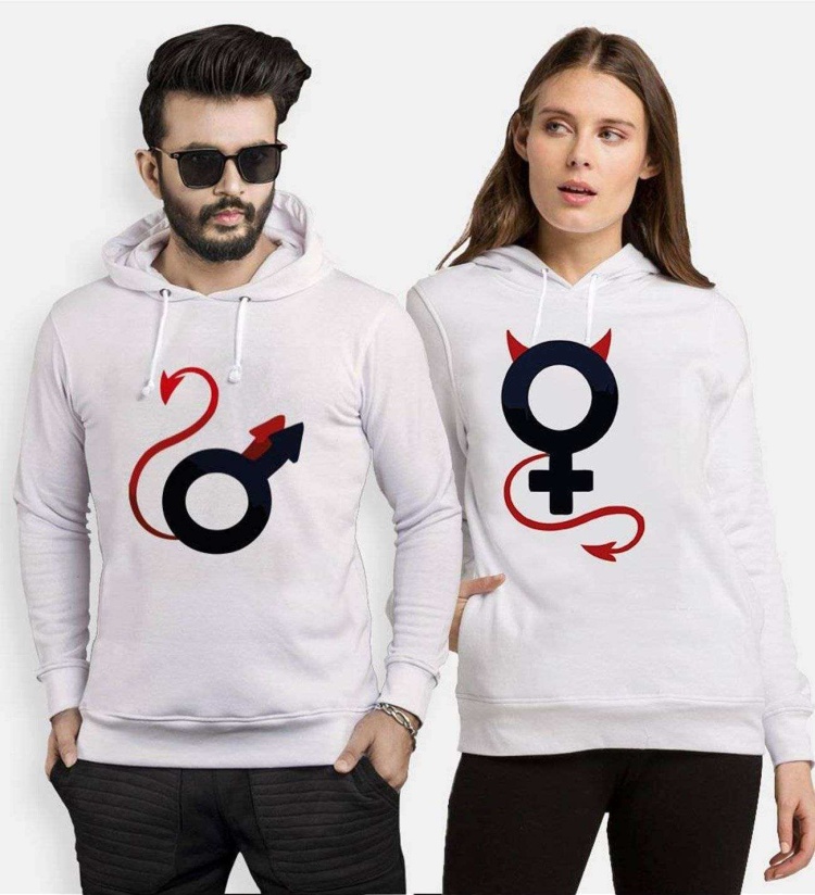 Tshirthane Devil Man Women Sevgili Kombinleri Kapüşonlu Kombini