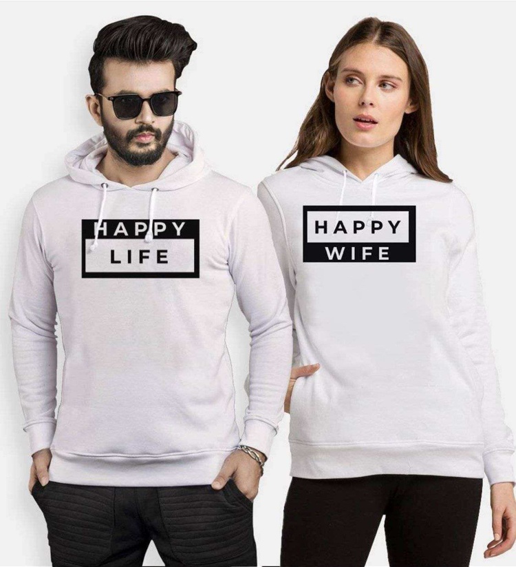 Tshirthane Happy  Sevgili Kombinleri Kapüşonlu Kombini
