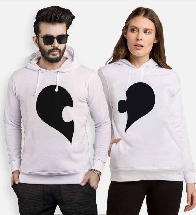 Tshirthane Kalp Puzzle  Sevgili Kombinleri Kapüşonlu Kombini