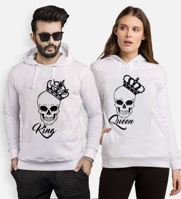 Tshirthane King Queen Kurukafa  Sevgili Kombinleri Kapüşonlu Kombini