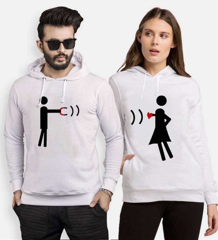 Tshirthane Magnet Heart  Sevgili Kombinleri Kapüşonlu Kombini