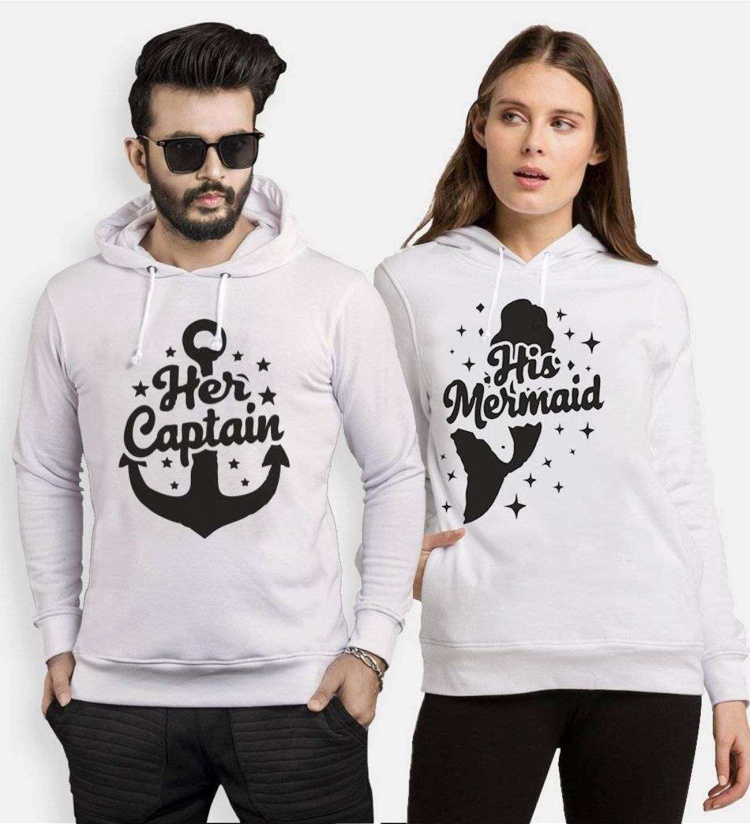 Tshirthane Mermaid Captain  Sevgili Kombinleri Kapüşonlu Kombini