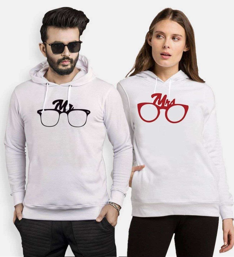 Tshirthane Mr.Mrs. Glasses Sevgili Kombinleri Kapüşonlu Kombini