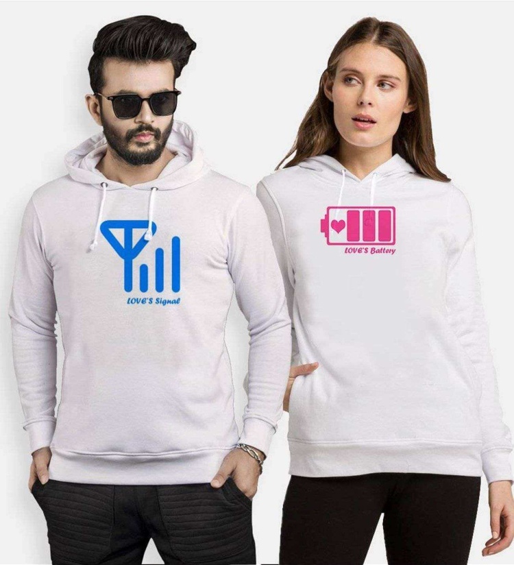 Tshirthane Battary Signal  Sevgili Kombinleri Kapüşonlu Kombini