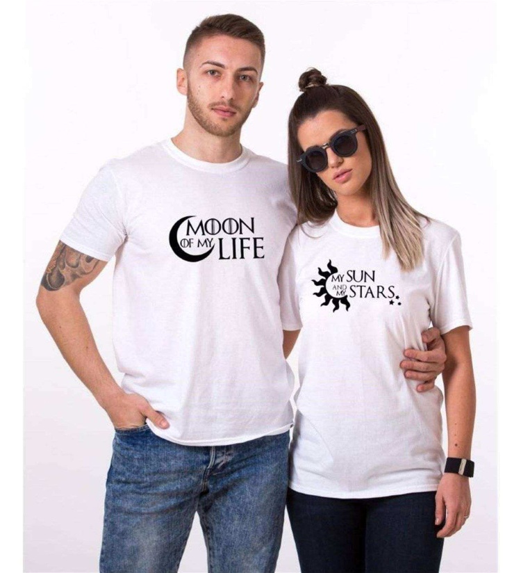 Tshirthane Moon Sun Stars Sevgili Kombinleri Tshirt Kombini