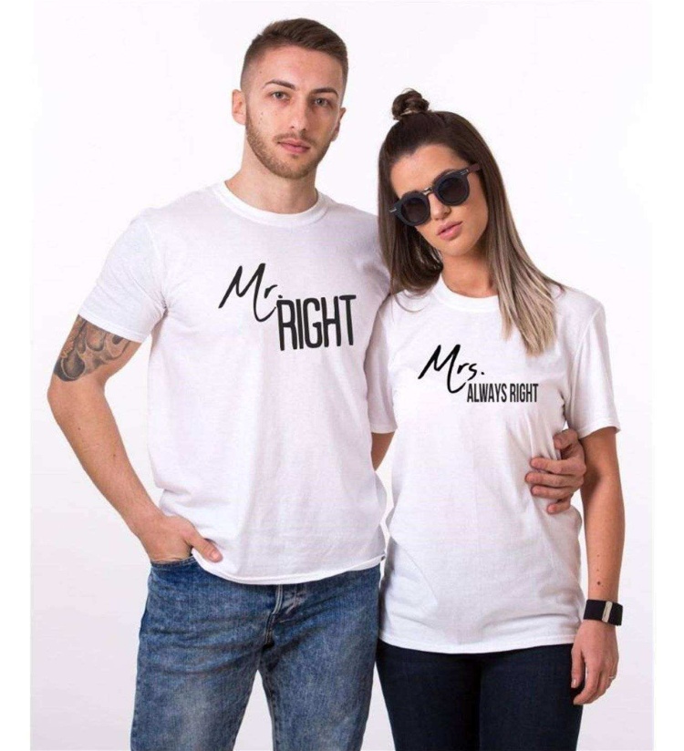 Tshirthane Mr.Right Mrs. Always  Sevgili Kombinleri Tshirt Kombini
