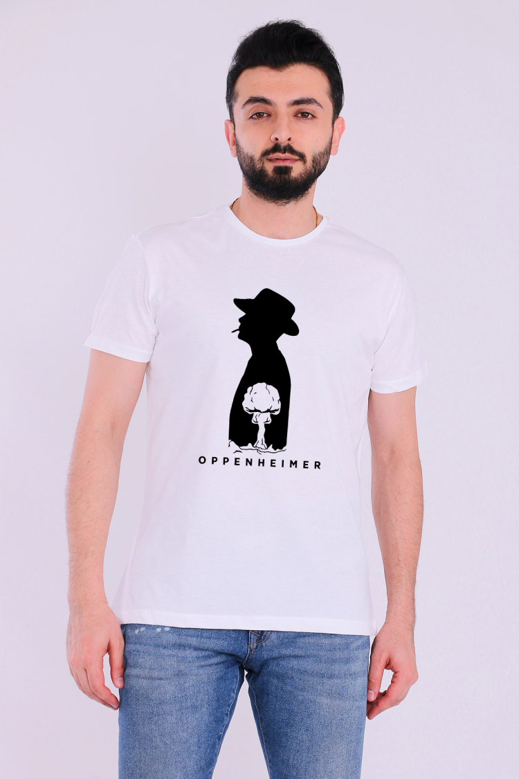 Oppenheimer Nükleer Beyaz Kısakol Erkek Tshirt