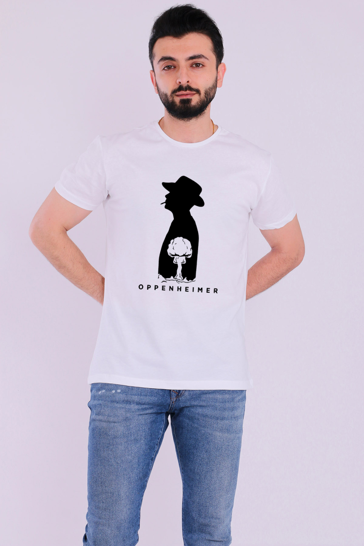 Oppenheimer Nükleer Beyaz Kısakol Erkek Tshirt