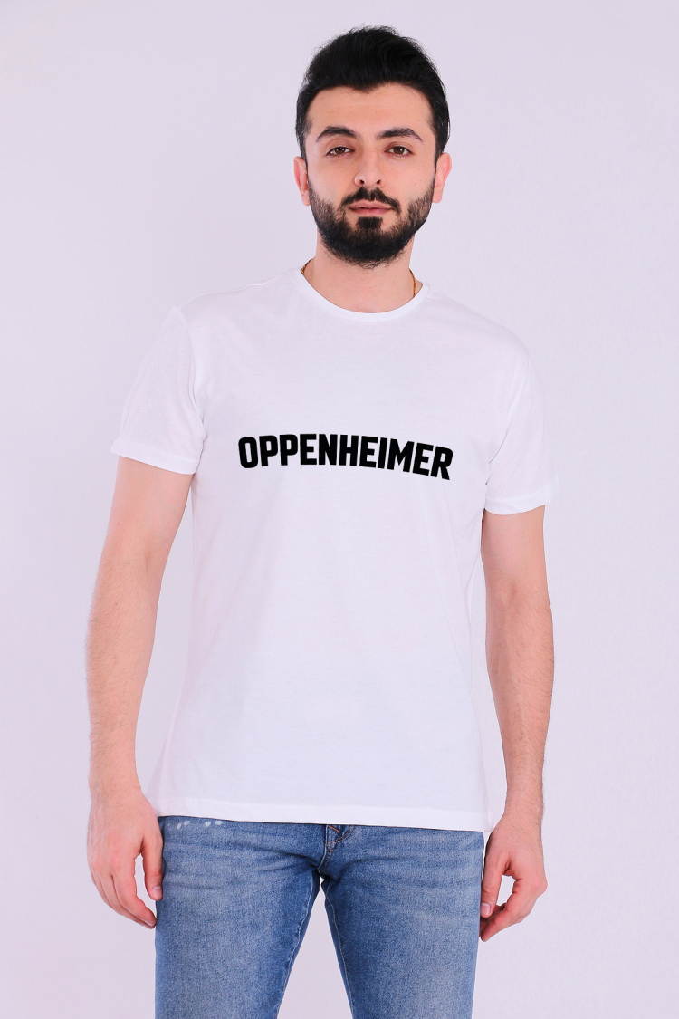 Oppenheimer Yazılı Beyaz Kısakol Erkek Tshirt