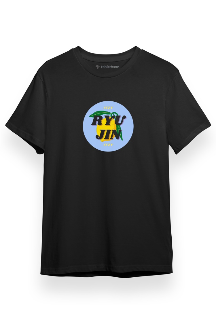 ITZY Ryujin Siyah Kısa kol Erkek Tshirt