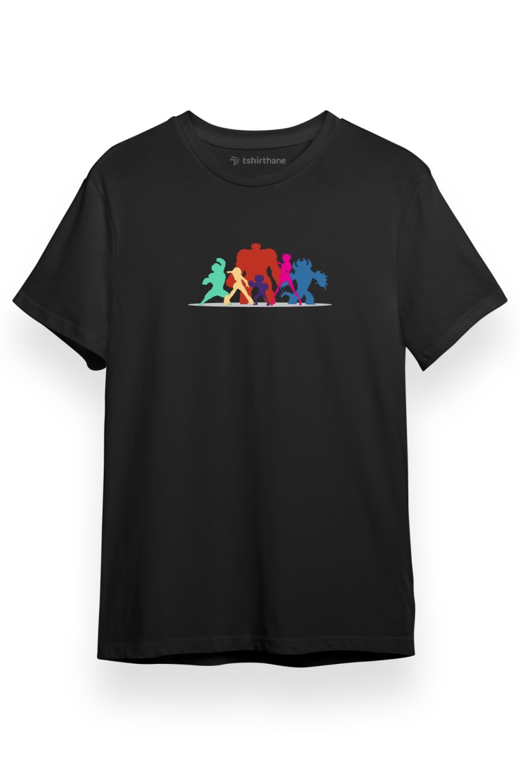 Big Hero 6 Silhouettes Siyah Kısa kol Erkek Tshirt