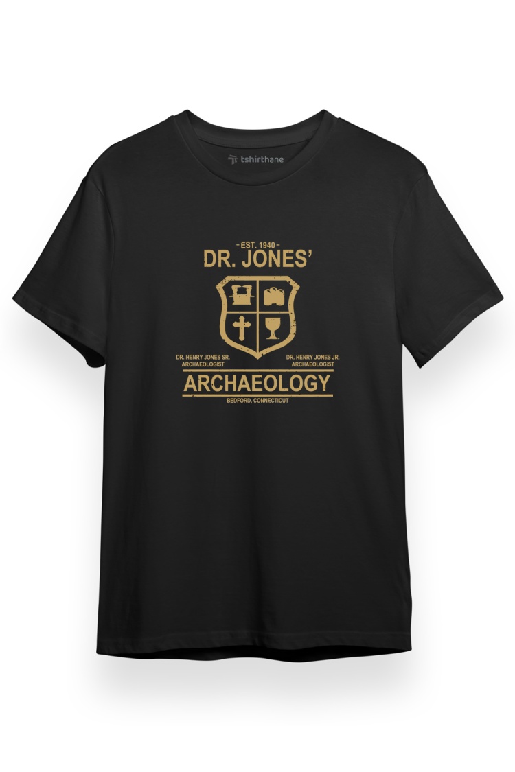 Indiana Jones Archaeology Siyah Kısa kol Erkek Tshirt