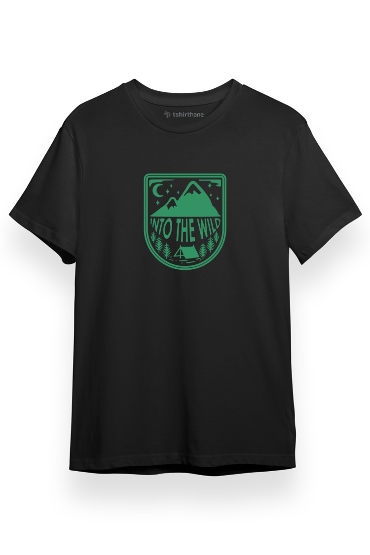 Into The Wild Siyah Kısa kol Erkek Tshirt