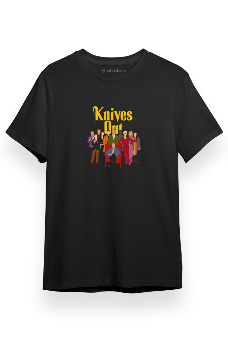 Knives Out Family Silhouette Siyah Kısa kol Erkek Tshirt