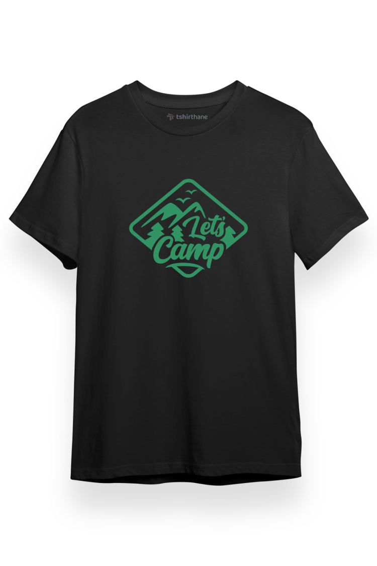Lets Camp Siyah Kısa kol Erkek Tshirt