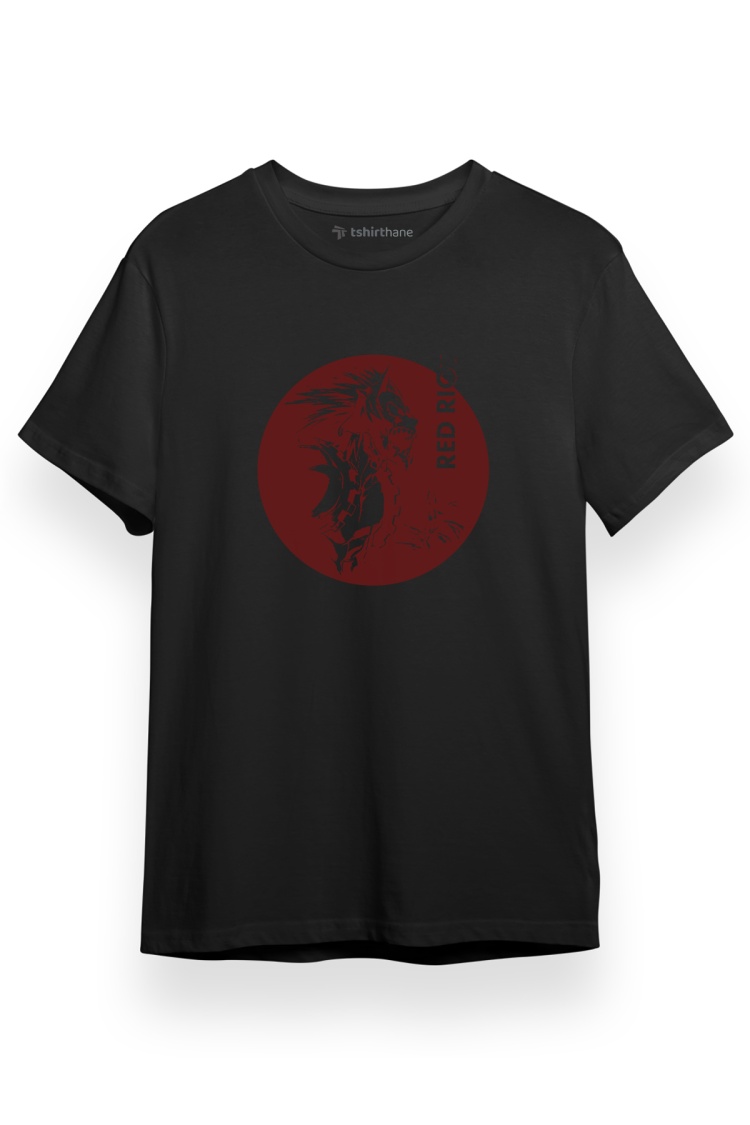My Hero Academi Red Riot Siyah Kısa kol Erkek Tshirt