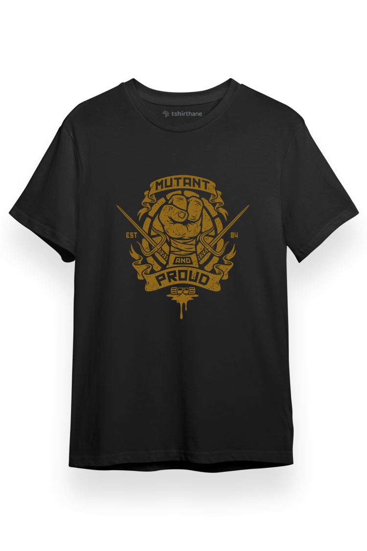 Ninja Turtles Mutant And Proud Siyah Kısa kol Erkek Tshirt
