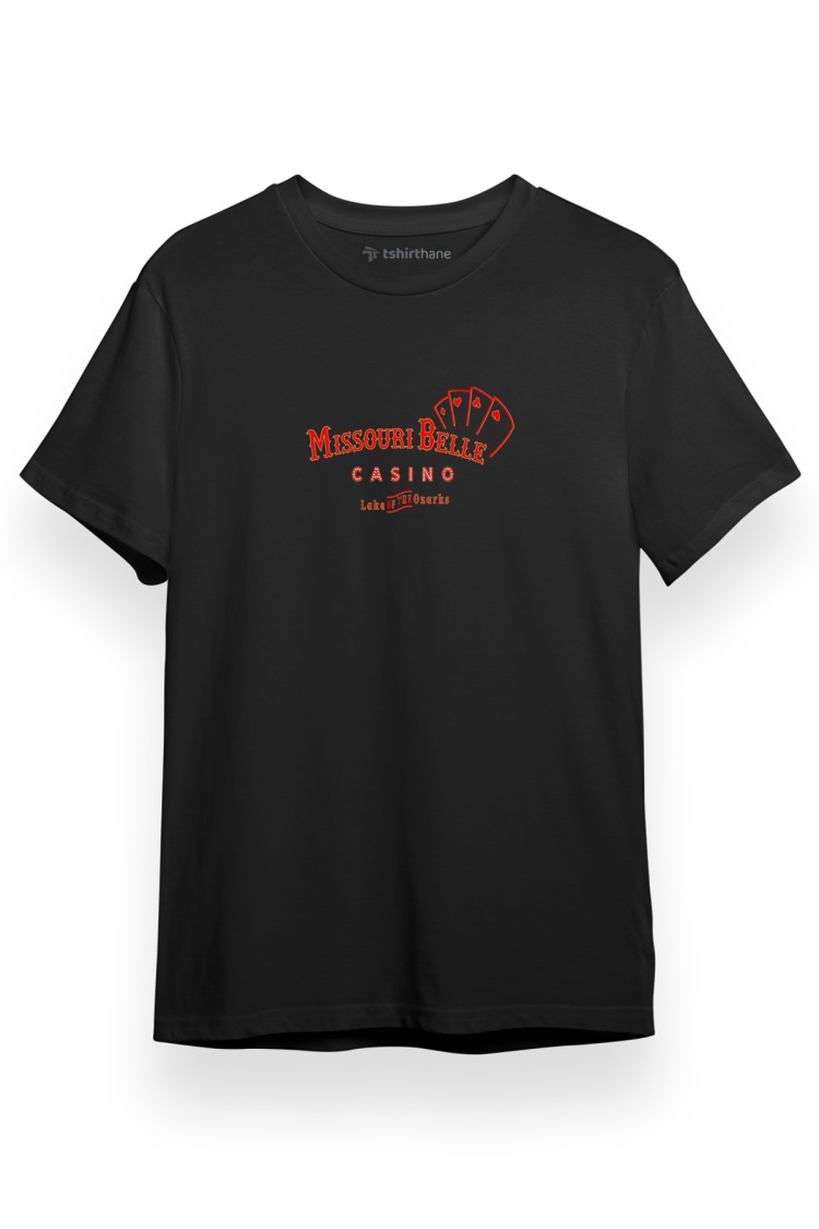 Ozark Missouri Belle Casino Siyah Kısa kol Erkek Tshirt