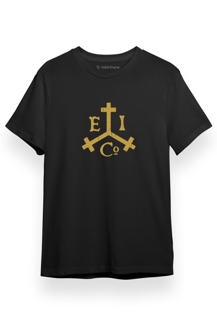 Pirate Of The Carribean East India Trading Logo Siyah Kısa kol Erkek Tshirt