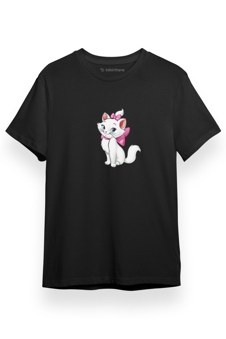 Kedi Siyah Kısa kol Erkek Tshirt