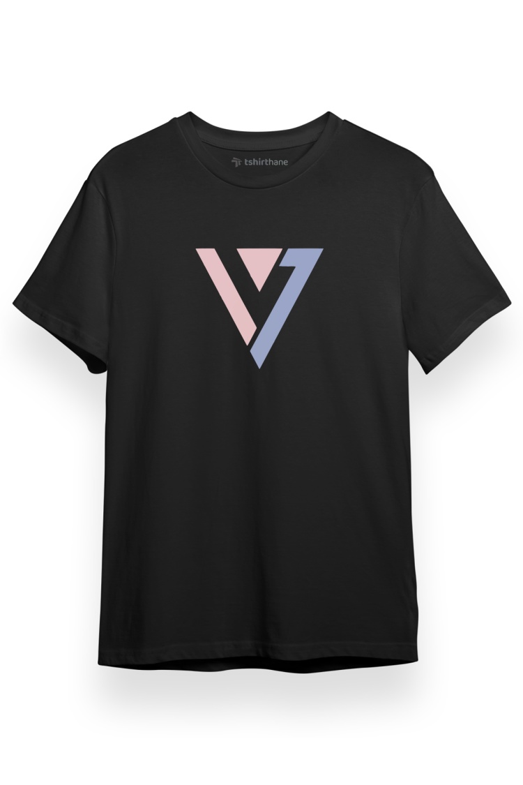 Seventeen Logo Siyah Kısa kol Erkek Tshirt