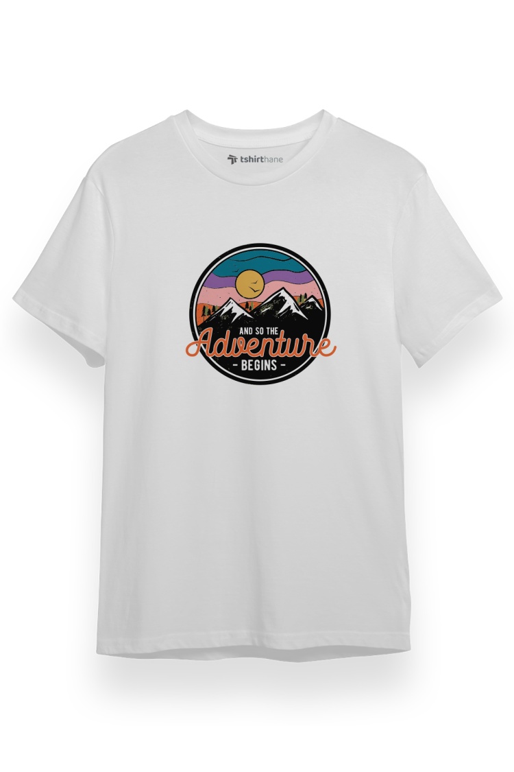 And So The Adventure Begins Beyaz Kısa kol Erkek Tshirt