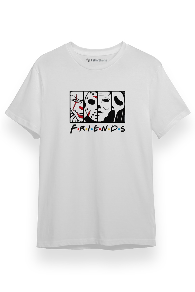 Horror Character Friends Beyaz Kısa kol Erkek Tshirt