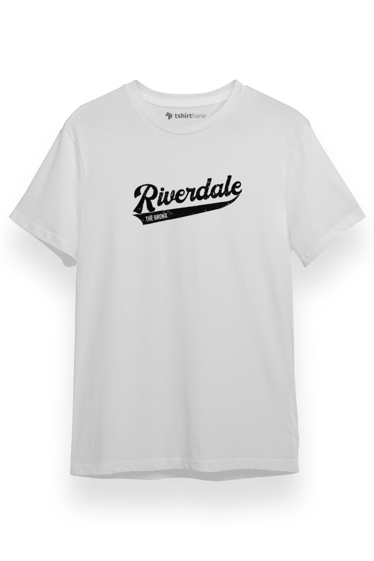 Riverdale Bronx New York City Beyaz Kısa kol Erkek Tshirt