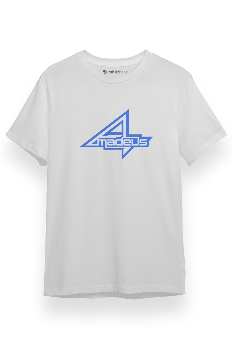 Steins Gate Amadeus Logo Beyaz Kısa kol Erkek Tshirt