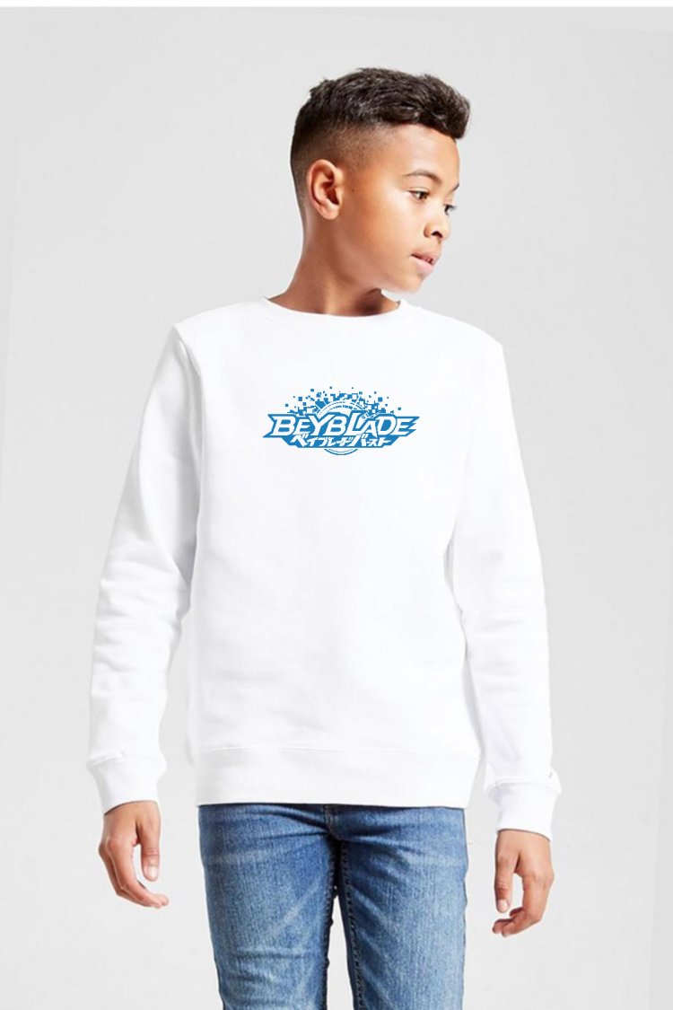 Beyblade Logo Beyaz Çocuk 2ip Sweatshirt