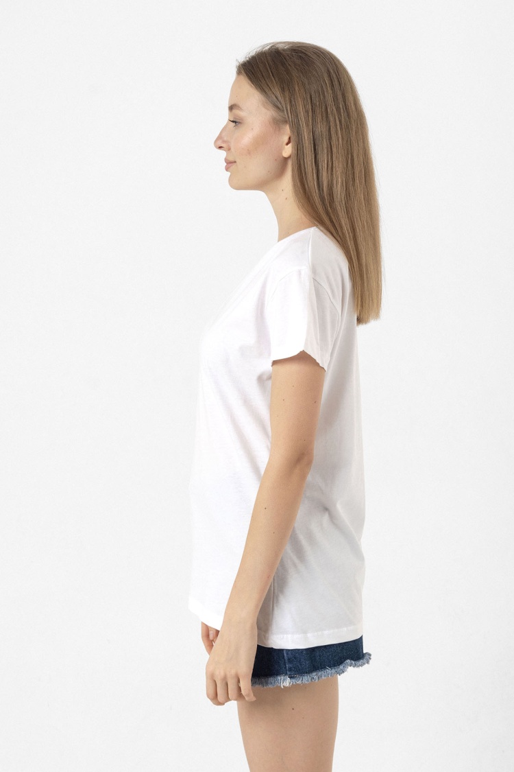 Dubious Handles Logo Beyaz Kadın Bisikletyaka Tshirt