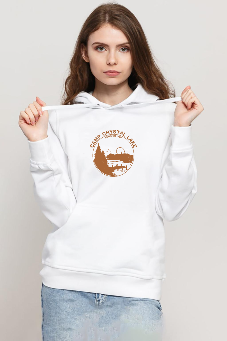 Friday The 13th Camp Crystal Lake Beyaz Kadın 3ip Kapşonlu Sweatshirt