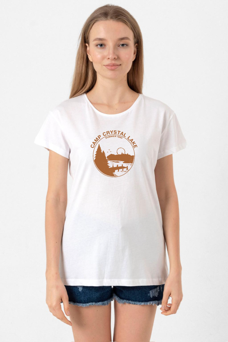 Friday The 13th Camp Crystal Lake Beyaz Kadın Bisikletyaka Tshirt