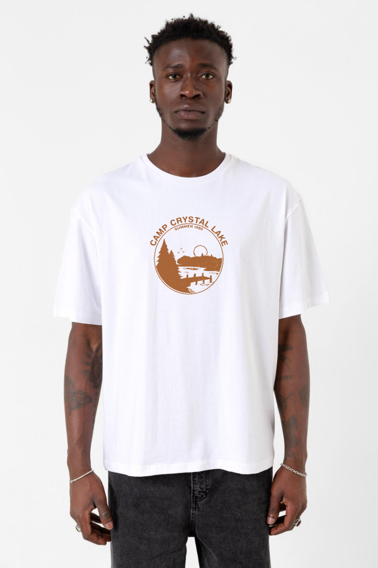 Friday The 13th Camp Crystal Lake Beyaz Erkek Oversize Tshirt