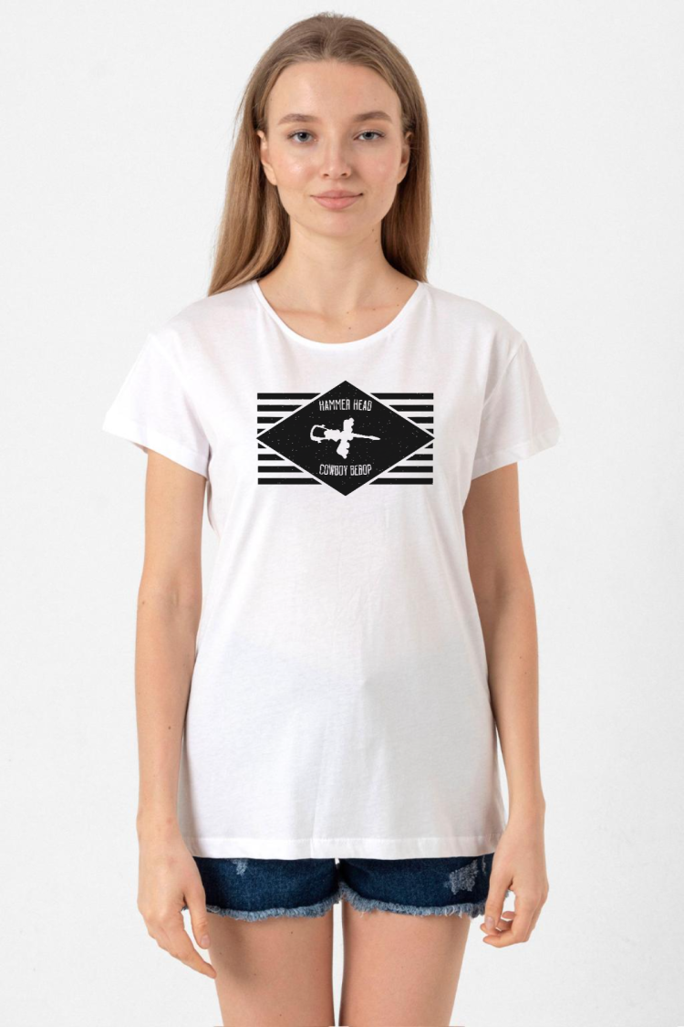 Cowboy Bebop Hammer Head Beyaz Kadın Bisikletyaka Tshirt
