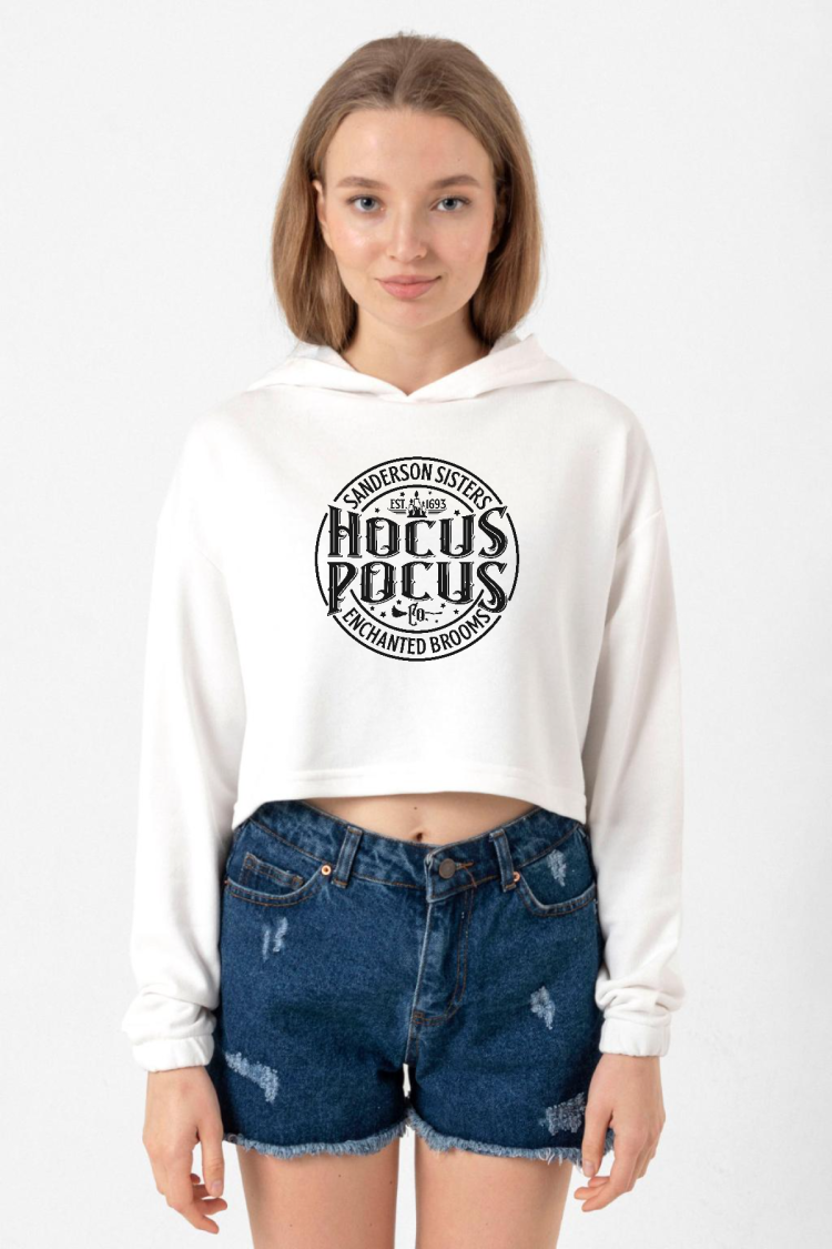 Hocus Pocus Sanderson Sisters Ekru Kadın Crop Kapşonlu