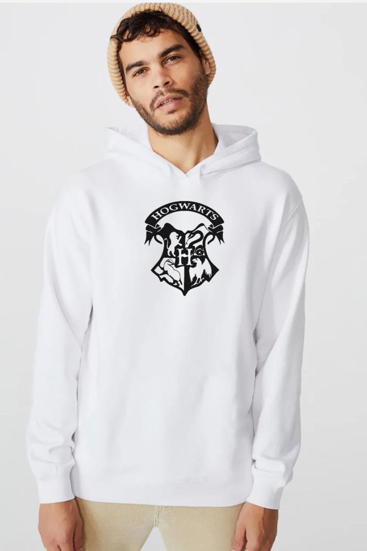 HP Hogwarts Beyaz Erkek 3ip Kapşonlu  Sweatshirt