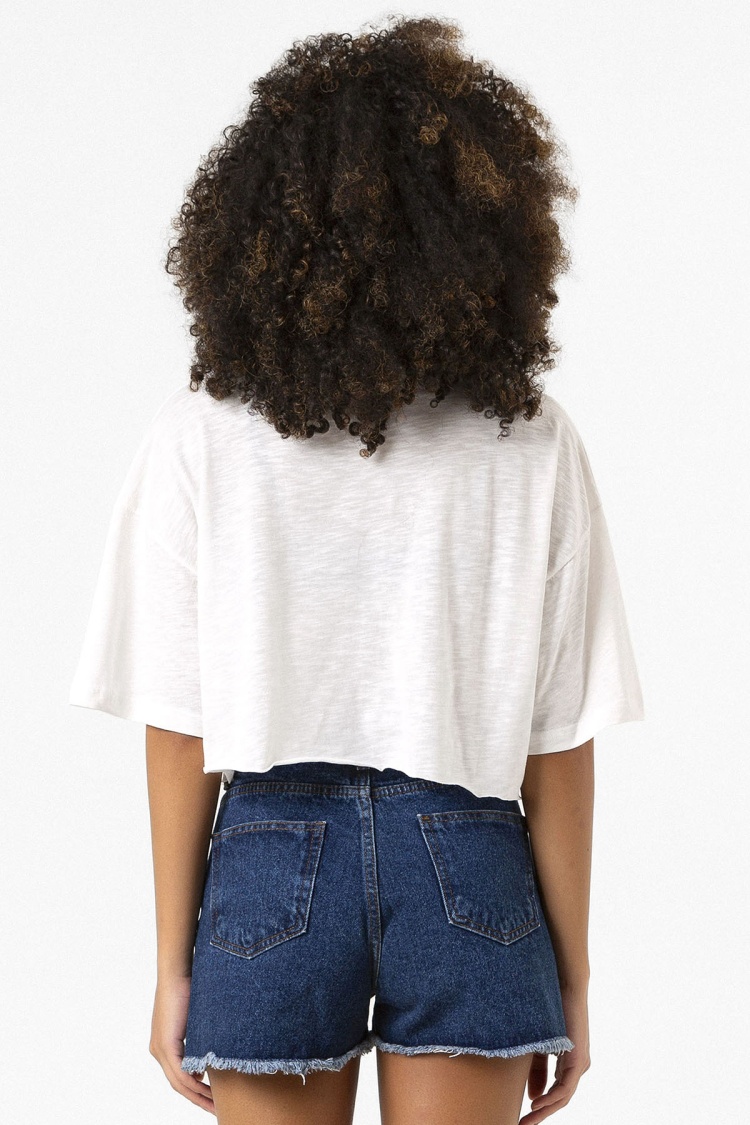 HP Logo Beyaz Kırçıllı Kadın Crop Tshirt