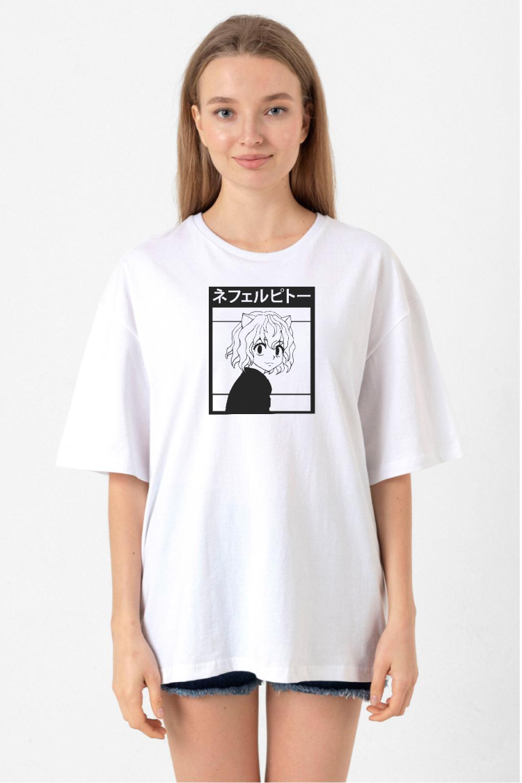 Hunter x Hunter Anime Neferpitou Beyaz Kadın Oversize Tshirt
