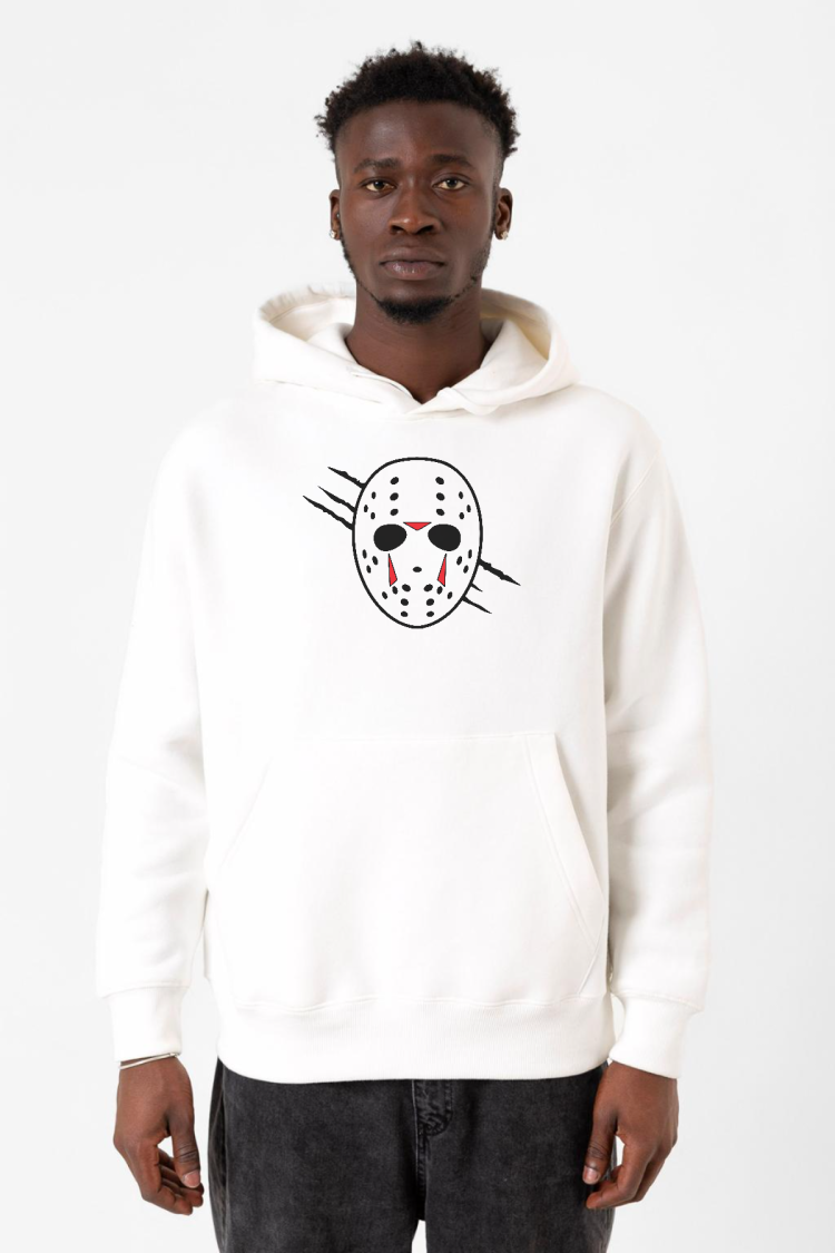 Jason Voorhees Facemask Beyaz Erkek 3ip Kapşonlu Sweatshirt