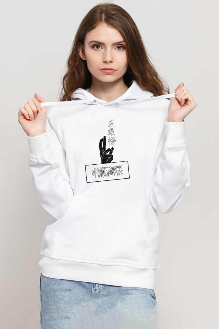 Jujutsu Kaisen Anime Gojo Satoru Beyaz Kadın 3ip Kapşonlu Sweatshirt