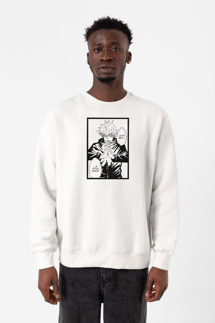 Jujutsu Kaisen Anime Satoru Gojo Lets Get A Little Crazy Beyaz Erkek 2ip Sweatshirt