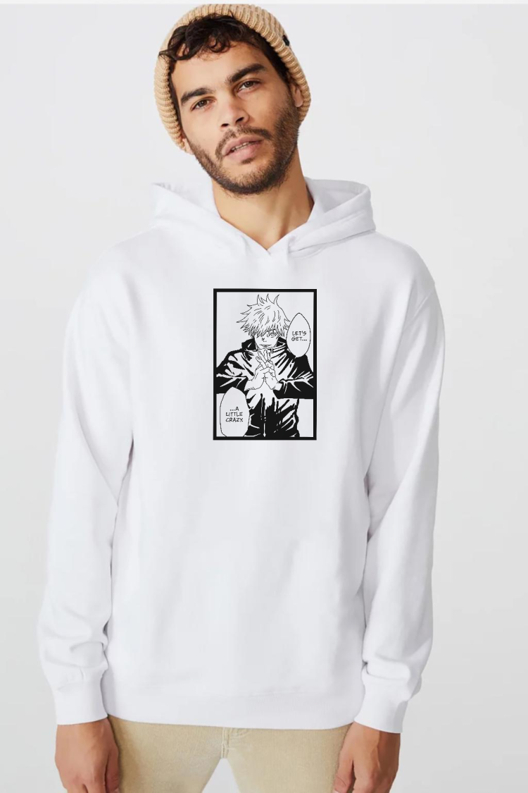 Jujutsu Kaisen Anime Satoru Gojo Lets Get A Little Crazy Beyaz Erkek 3ip Kapşonlu  Sweatshirt