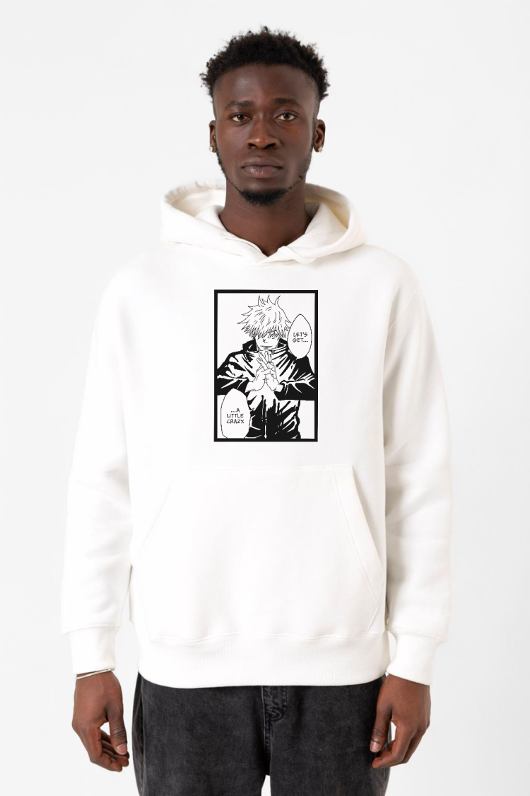 Jujutsu Kaisen Anime Satoru Gojo Lets Get A Little Crazy Beyaz Erkek 3ip Kapşonlu Sweatshirt