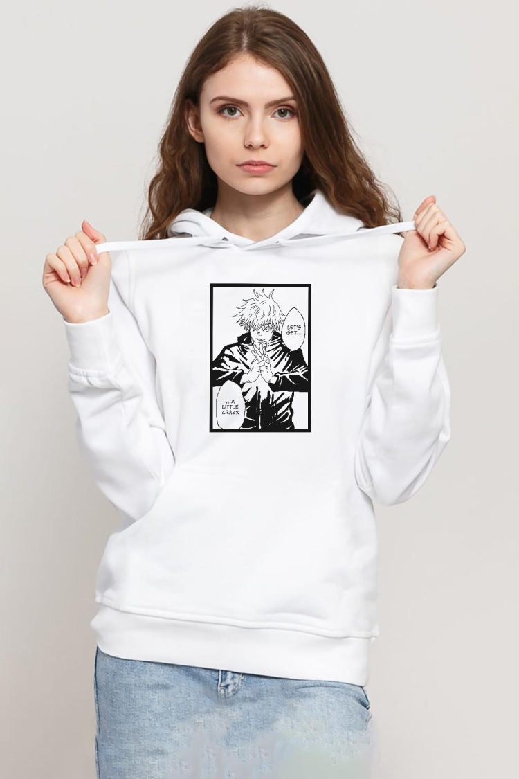 Jujutsu Kaisen Anime Satoru Gojo Lets Get A Little Crazy Beyaz Kadın 3ip Kapşonlu Sweatshirt
