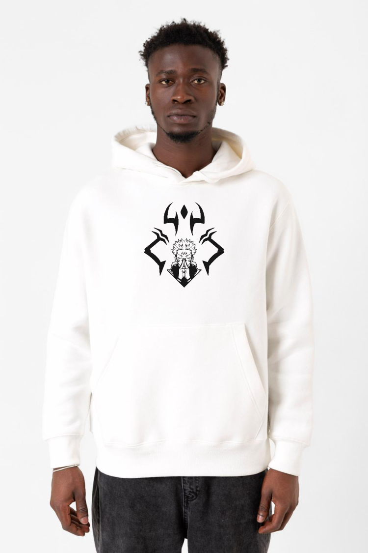 Jujutsu Kaisen Anime Sukuna Ryomen Unleash Beyaz Erkek 3ip Kapşonlu Sweatshirt