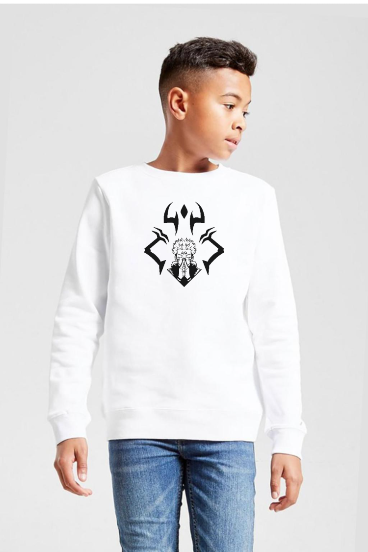 Jujutsu Kaisen Anime Sukuna Ryomen Unleash Beyaz Çocuk 2ip Sweatshirt