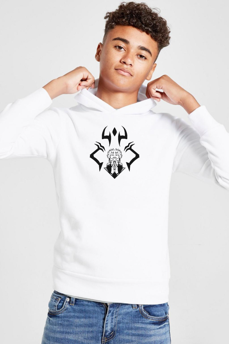Jujutsu Kaisen Anime Sukuna Ryomen Unleash Beyaz Çocuk 3ip Kapşonlu  Sweatshirt